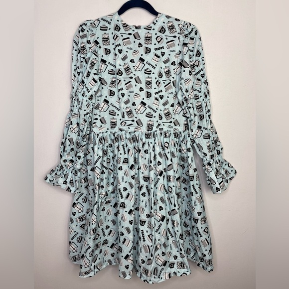 COFFEE theme novelty smock sleeve mini dress - Picture 1 of 10
